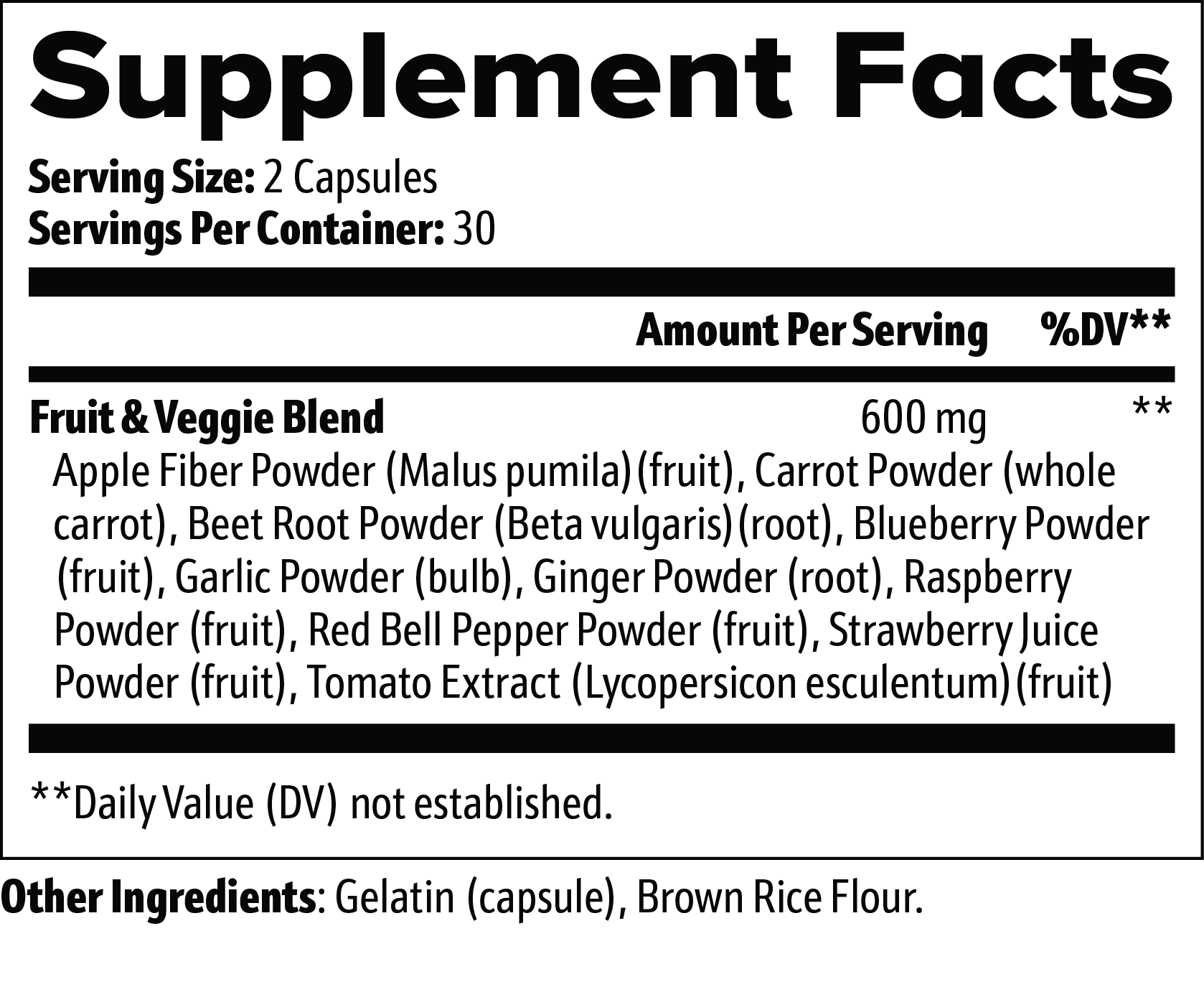 Fruits and Veggies Supplement